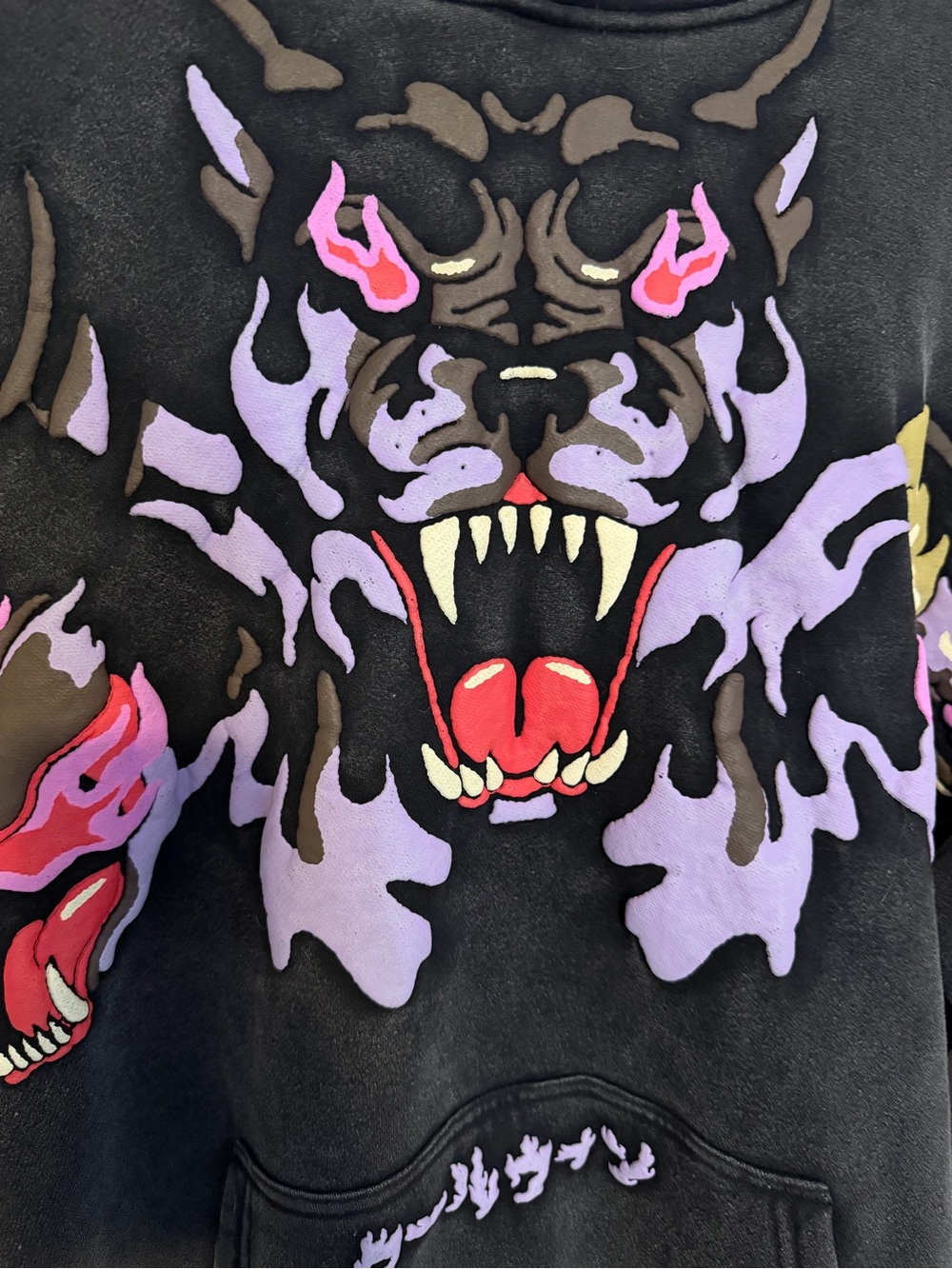 Hellhound Flame Hoodie Oversized Y2K Goth Anime Streetwear 2XL - Picture 3 of 11